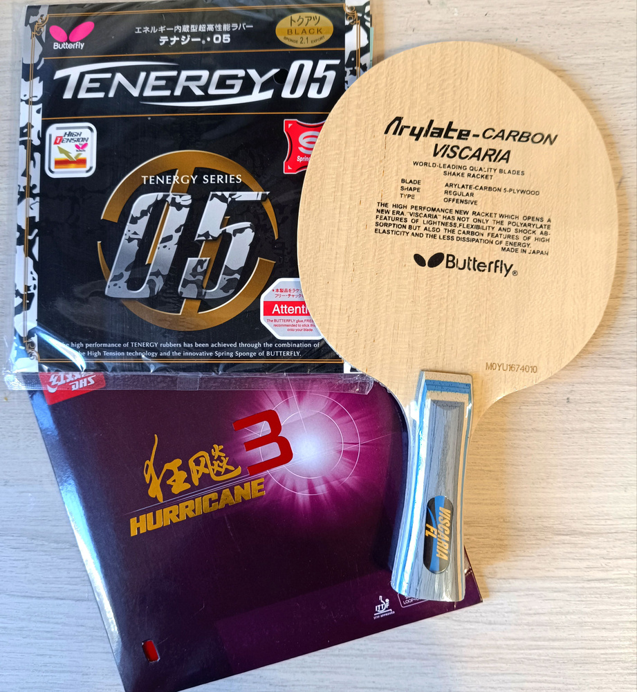 Ракетка Butterfly viscaria + Tenergy 05 + DHS Hurricane 3 (Китай) #1