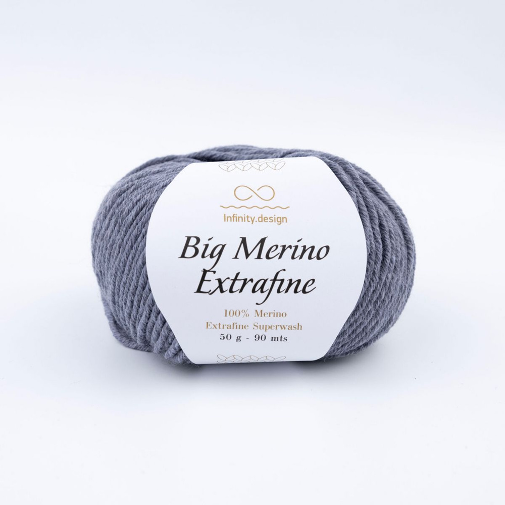 Пряжа для вязания Infinity Design Big Merino Extrafine (1042 Gray) 5 мотков по 50 г/95 м  #1