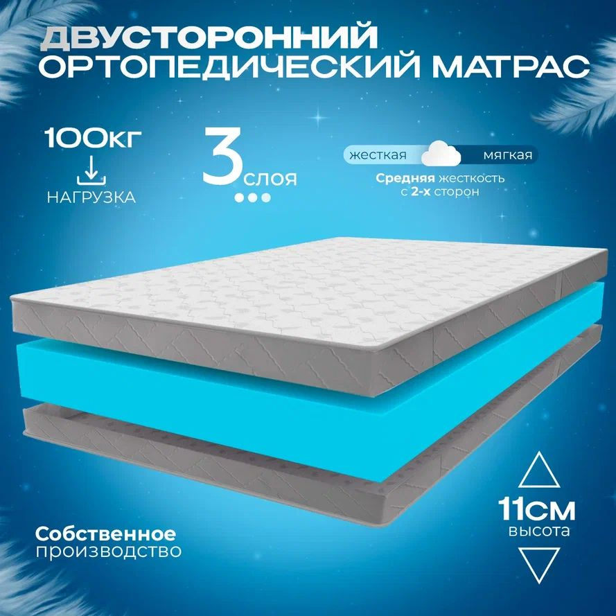 VITAFLEX Матрас Беспружинный матрас 140x185 см ортопедический Vitaflex Anatomic Soft 10Sk, пенополиуретан, #1