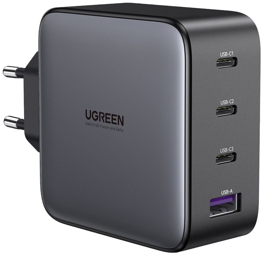 Сетевое зарядное устройство Ugreen Nexode CD226 100W, USB-A+3*USB-C, GaN, Fast Charge, серый (40747) #1