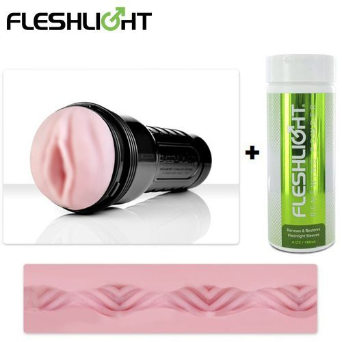 Fleshlight Набор мастурбатор - Pink Lady Vortex (вагина) + восстанавливающий порошок для киберкожи Renewing #1