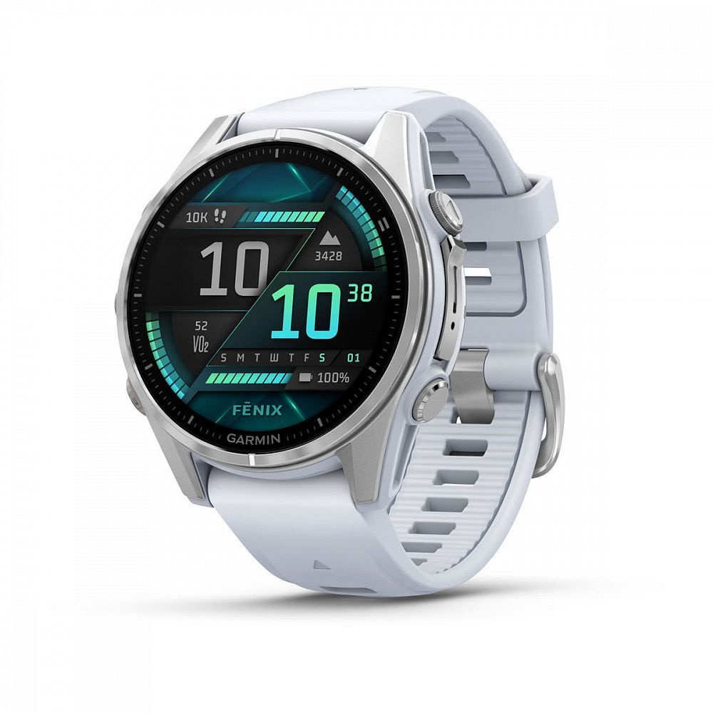 Умные часы Garmin Fenix 8 - 43 mm, AMOLED, серебристый корпус, белый ремешок (010-02903-00)  #1