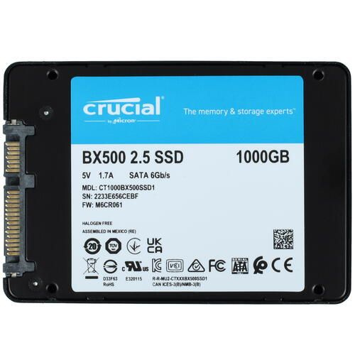 Crucial 1 ТБ Внутренний SSD-диск 1000 ГБ, 540 Мбайт/сек, 360 ТБ ([CT1000BX500SSD1])  #1