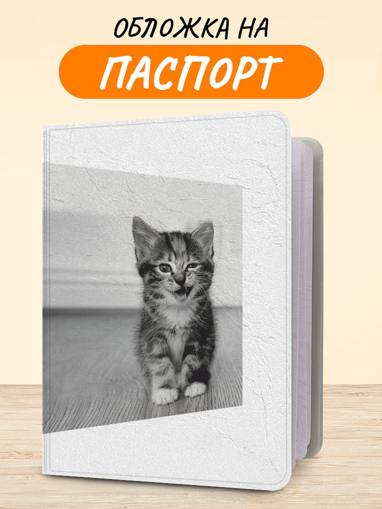 Обложка на паспорт "Котенок подмигивает", чехол на паспорт мужской, женский  #1