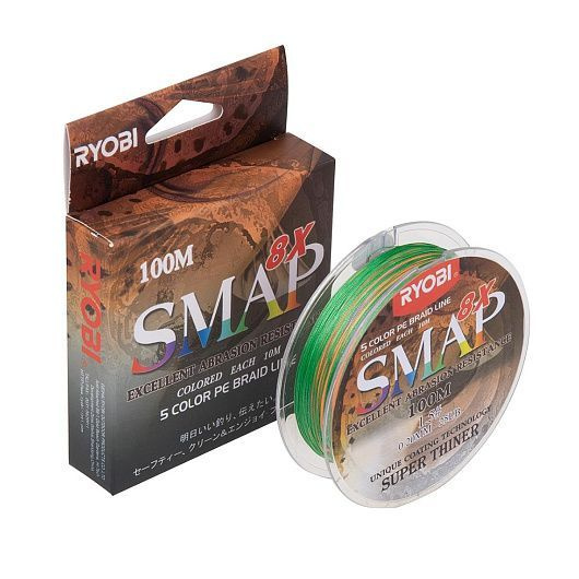 Шнур Ryobi SMAP PE8X 100M Multi Colour 5.0#, 0.370мм, lb: 60 #1