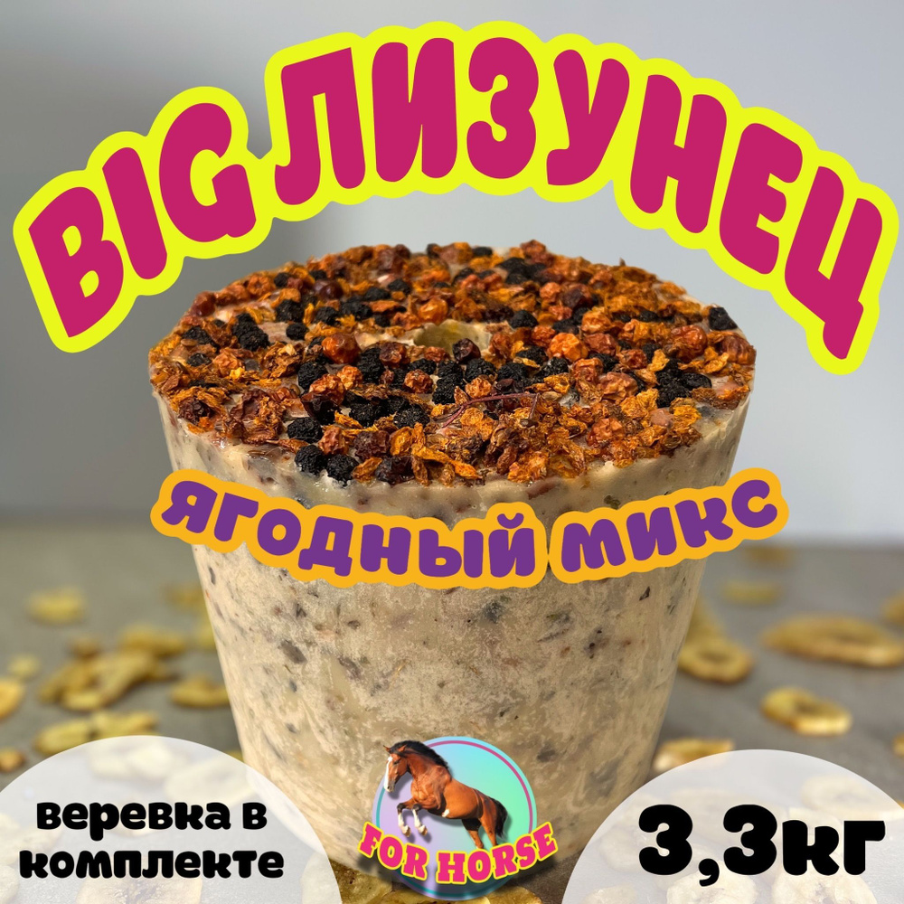 BIG Лизунец FOR HORSE " Ягодный микс " / лакомство (ликит) для лошади 3300 гр  #1