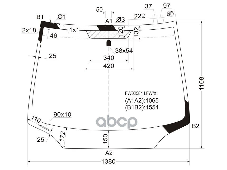 XYG Стекло лобовое (4D SED) Honda Civic 05-12 / Civic USA 05-08 #1