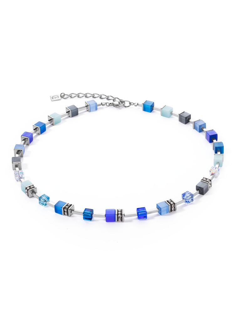 Колье женское GeoCUBE Iconic Pure Blue Coeur de Lion с кристаллами Swarovski, дизайнерская бижутерия #1