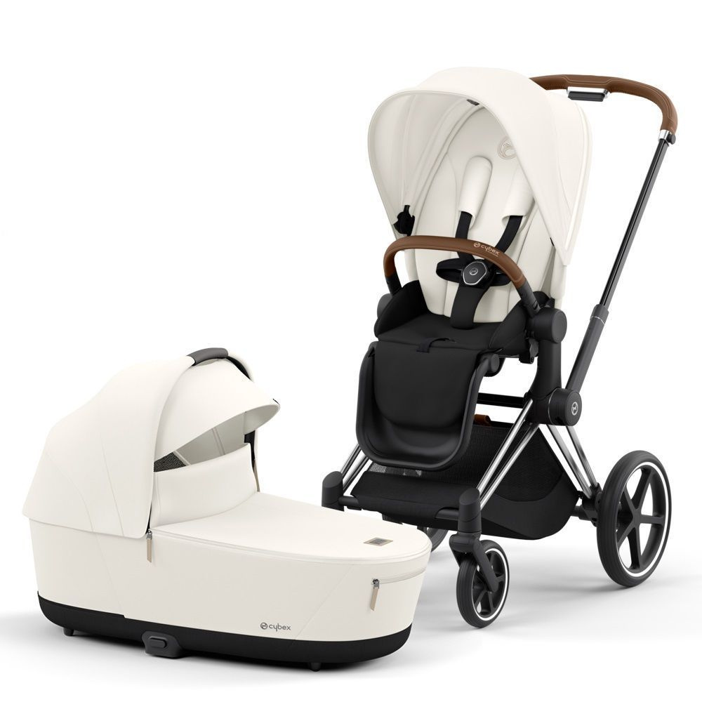 Коляска 2 в 1 Cybex Priam IV Off White на шасси Chrome Brown #1