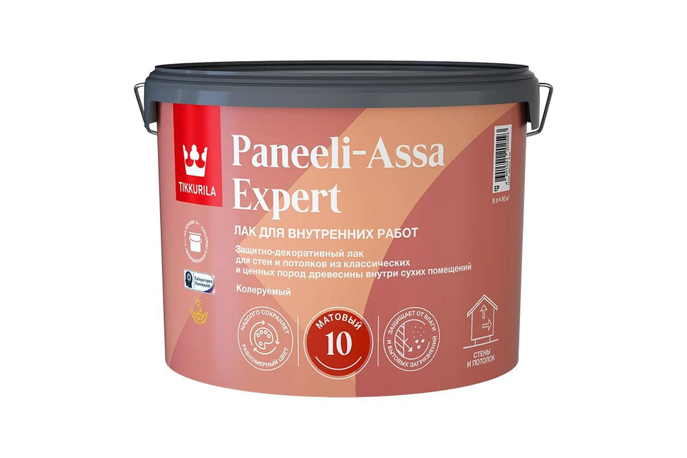 Интерьерный лак Tikkurila PANEELI-ASSA EXPERT EP матовы 9л 700014046 #1