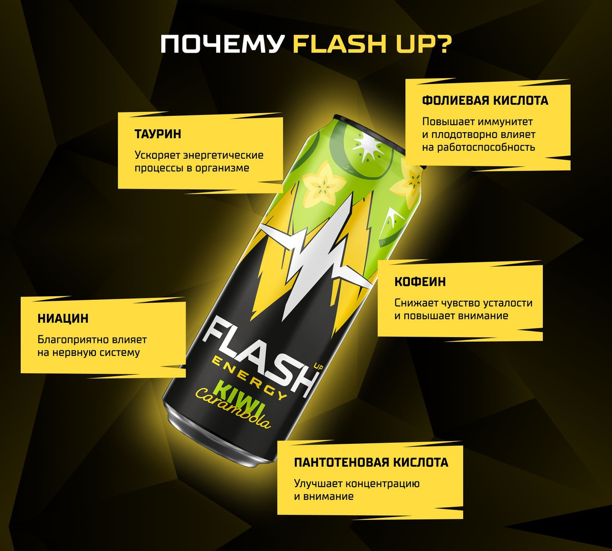 Энергетический напиток Flash Up Energy с кофеином, таурином и целым комплексом витаминов