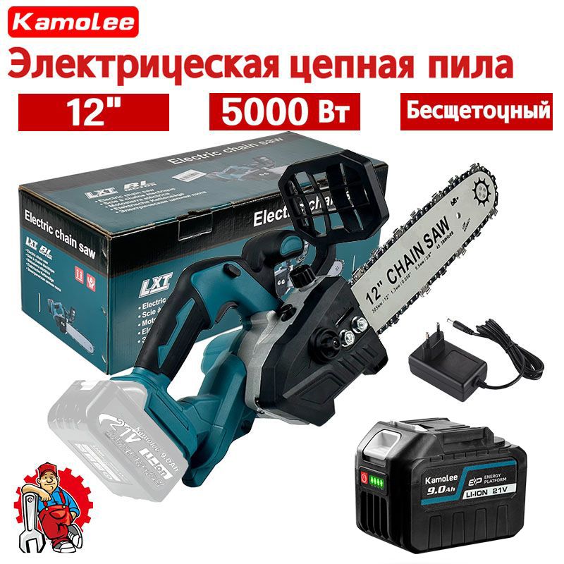 Kamolee5000Вт12-дюймоваяБесщеточнаяВысокоскоростнаяЭлектрическаяЦепнаяПилаДляДеревообработки(1АКБ9,0Ач)