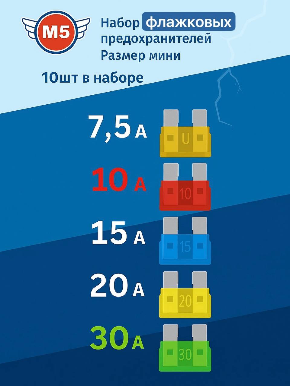 НаборПредохранителейдляавтомобиля,мини10шт7,5-30А