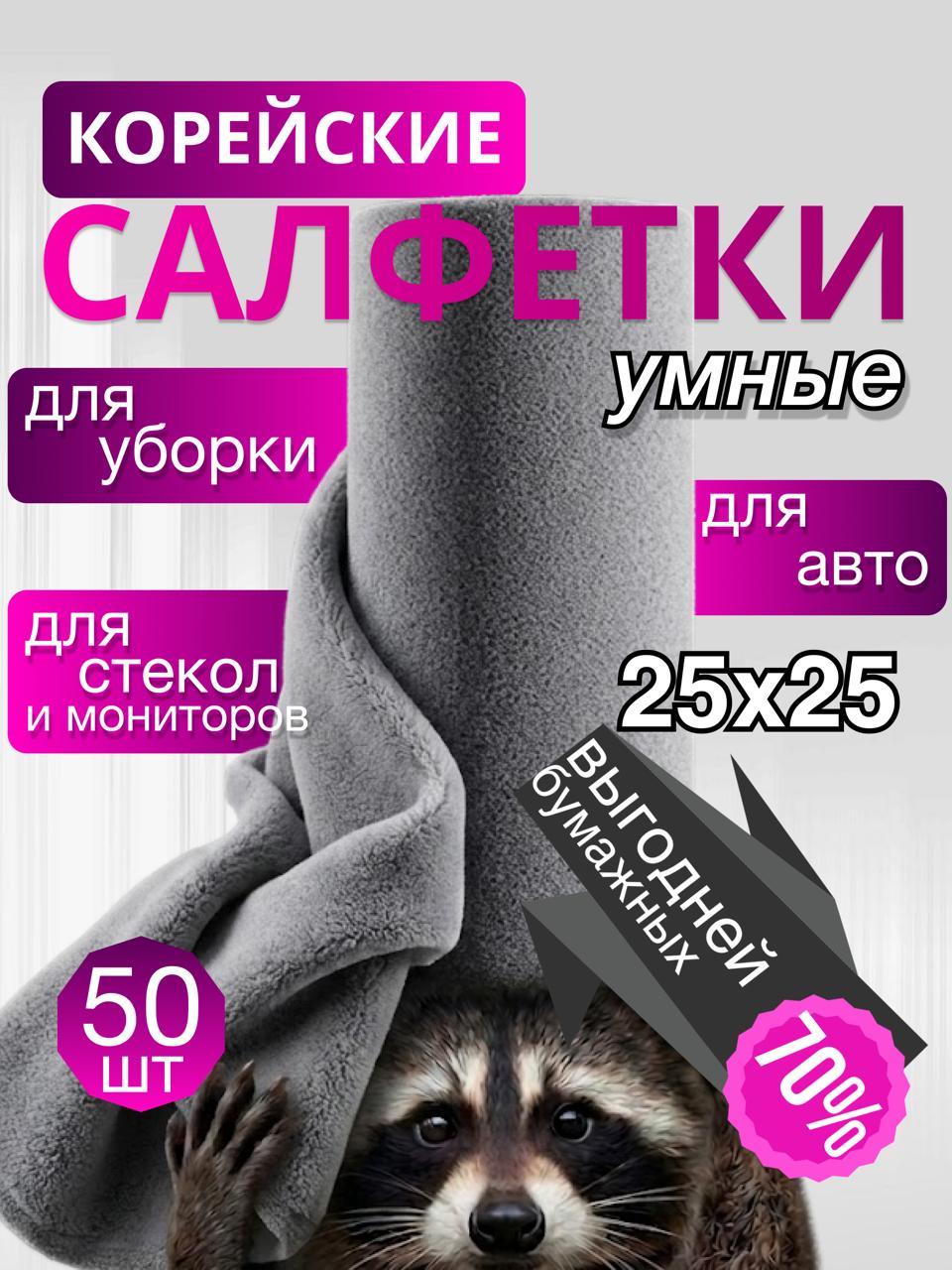 Салфеткидляуборкиврулонеизмикрофибры,тряпкидляуборки50шт.
