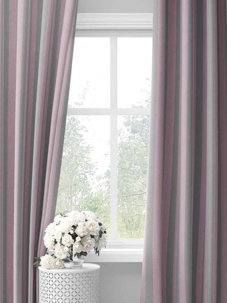 Полосатые серо-розовые шторы Stripes #33010905, (275х145х2шт) #1