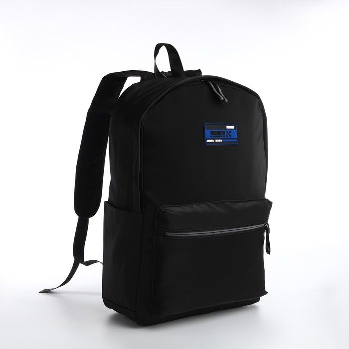Рюкзак молодёжный из текстиля на молнии, 4 кармана, цвет чёрный/синий (без название)  #1