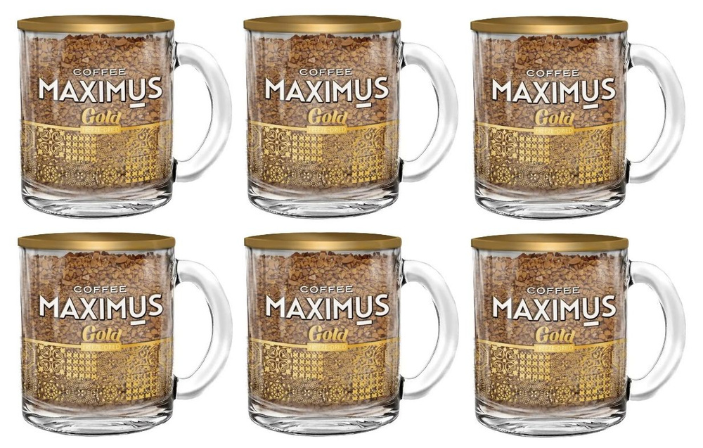 MAXIMUS COFFEE Кофе растворимый Maximus Gold в стеклянной кружке 70г х 6 штук  #1