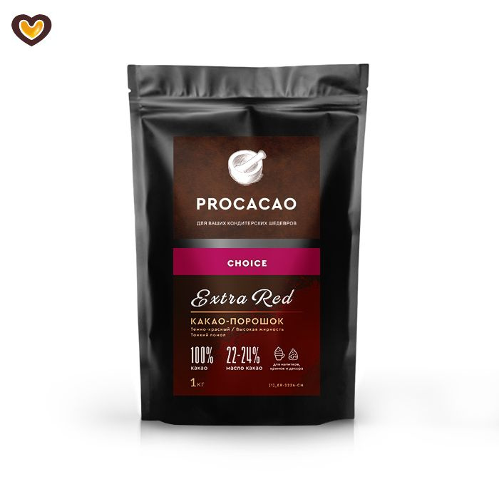 Какао-порошок PROCACAO Extra Red 22/24, CHOICE, пак 1 кг #1