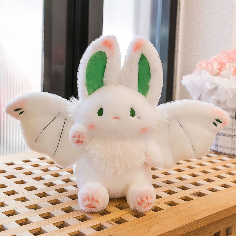 Мягкая игрушка летучая мышь кролик с крыльями, 30 см, плюшевая моль белая, милая мягкая игрушка для ребенка, #1