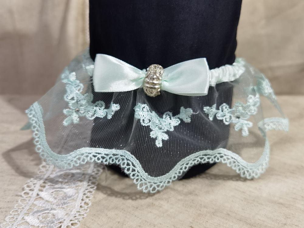 Подвязка для невесты "Роскошь", в светло-бирюзовом цвете.  #1