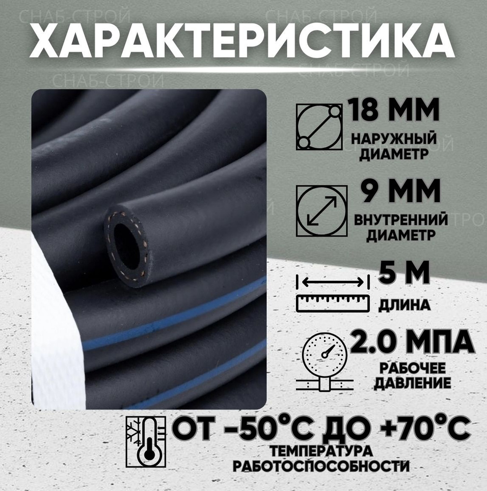 Шланг/ рукав кислородный 9 мм подводка для газовых систем , (III класс-9-2,0 МПа) 5 метров  #1