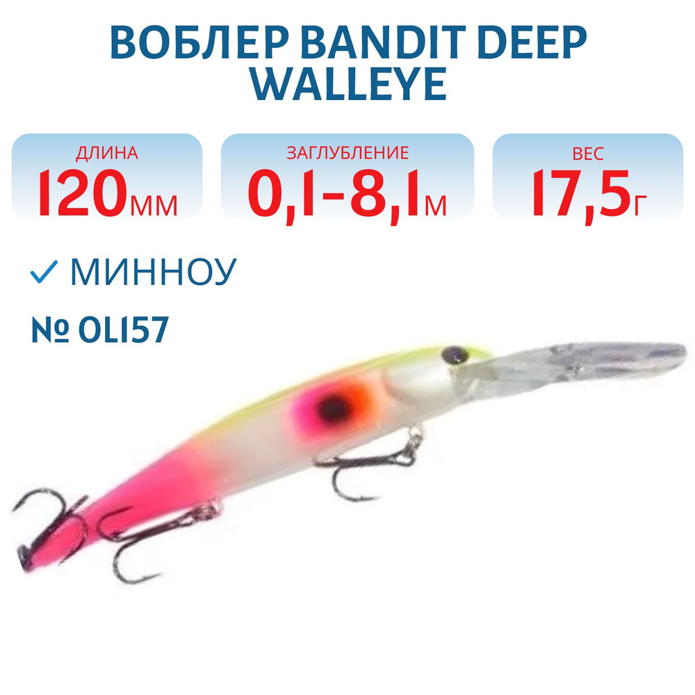 Воблер BANDIT DEEP WALLEYE, 120 мм, 17,5 гр, цвет OL157 #1