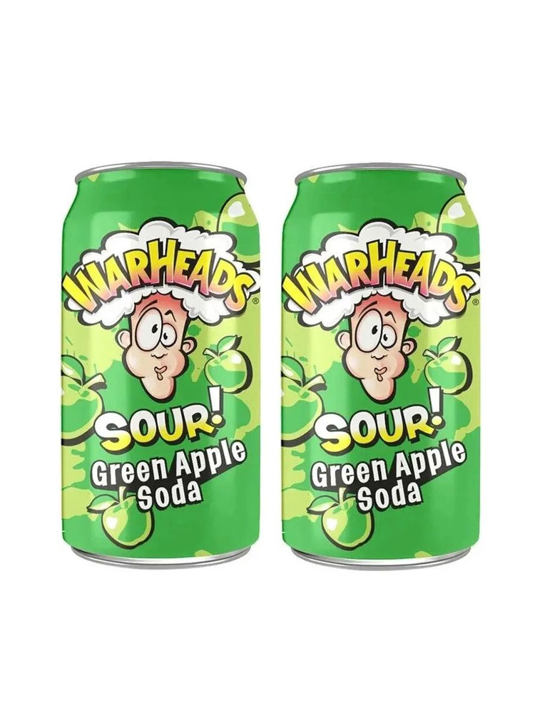 Газированный напиток Warheads Green Apple soda 355 мл х 2 шт #1