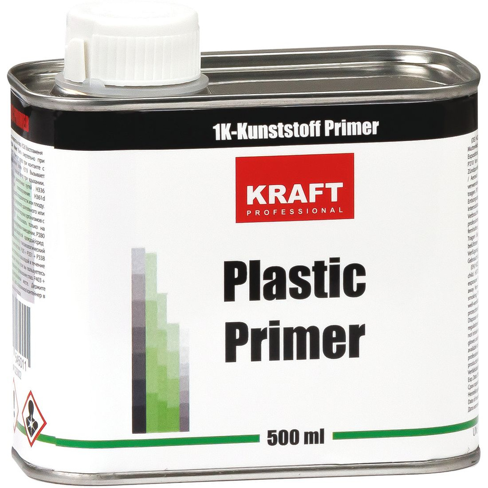 Автогрунтовка для пластика "KRAFT PLASTIC PRIMER" 1К, 0,5л #1