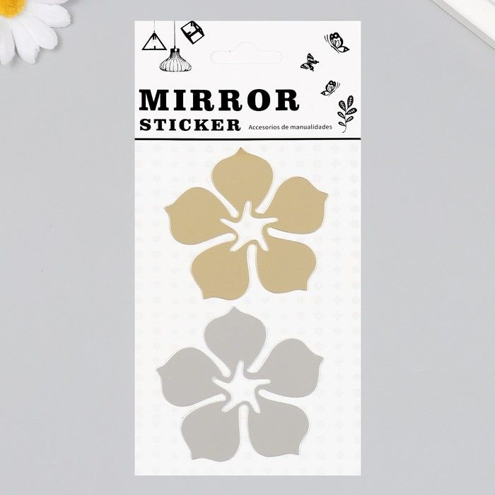 Наклейка зеркальная "Цветочки" 20х10 см, 2 штуки #1