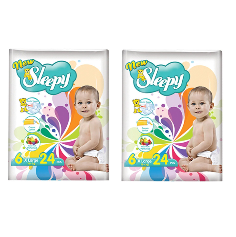 Sleepy Подгузники детские Super pack, размер 6 Extra Large, 16+ кг, 24 шт/уп, 2 уп  #1