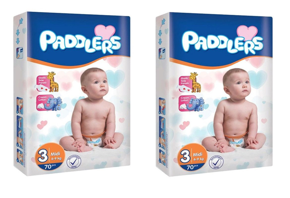 Paddlers Подгузники детские Jumbo pack, №3 (4-9 кг) Midi, 70 шт/уп, 2 уп #1