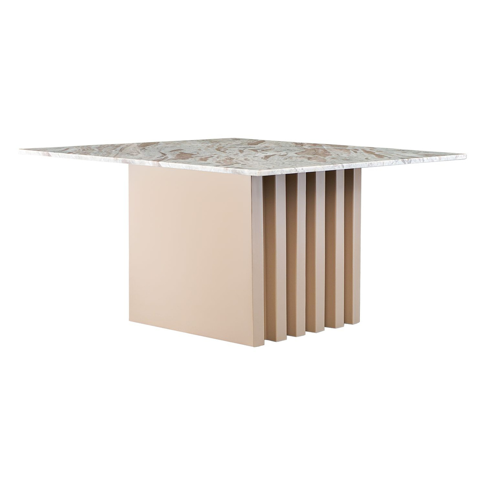 Столик кофейный 85х85 см Mojo приставной интерьерный для дома и офиса мраморный бежевый/белый  #1