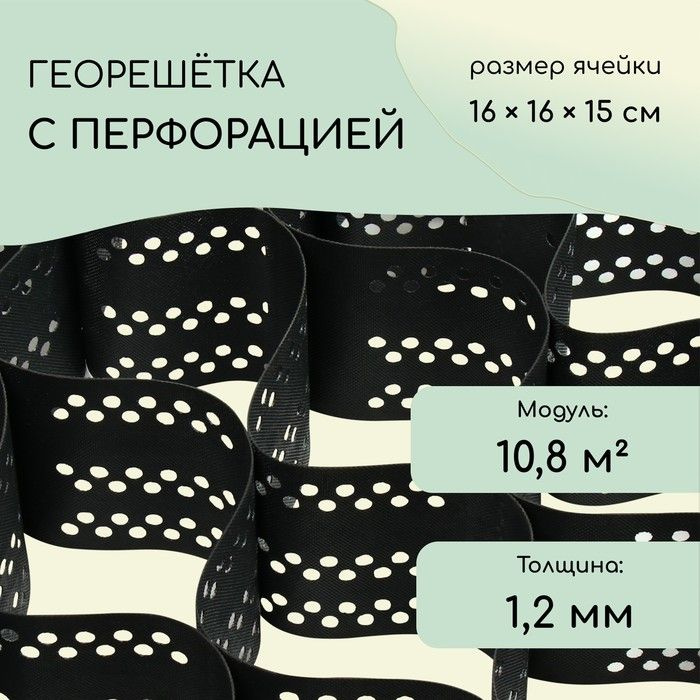 Георешётка 10,8 м (2,3 x 4,6 м), ячейка 16 x 16 x 15 см, диагональ 22 см, толщина 1,2 мм  #1