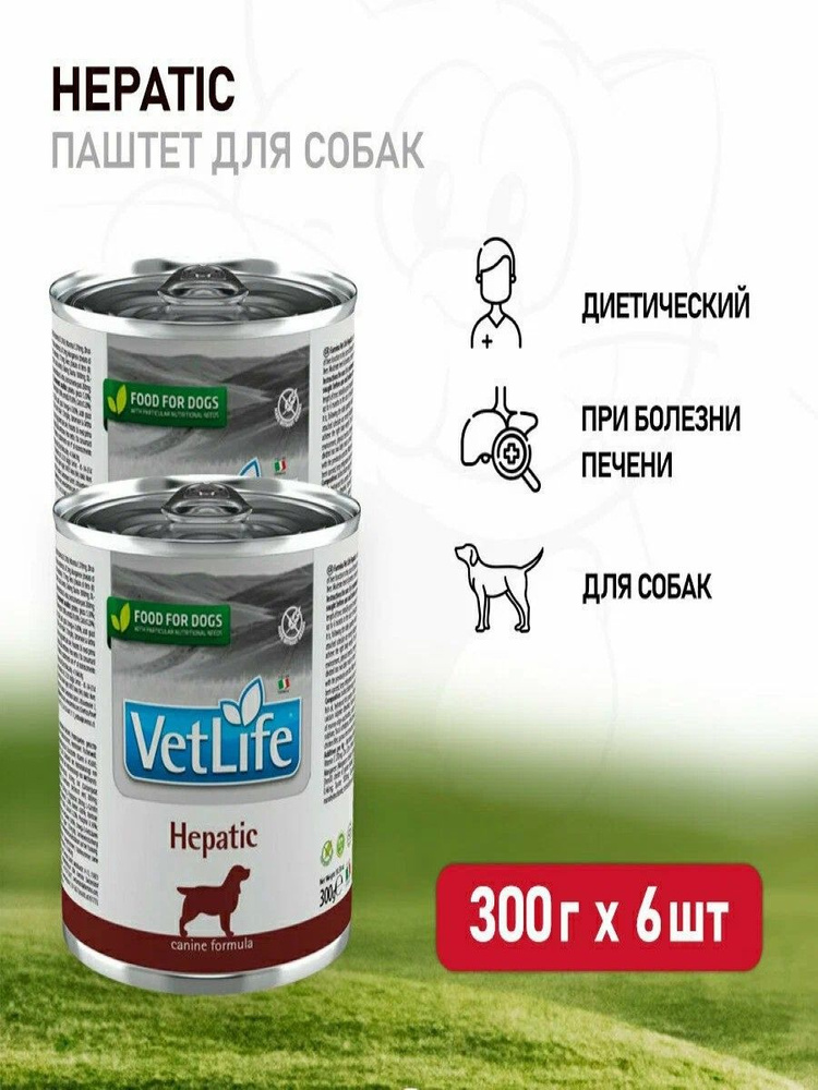 Farmina Консервы Vet Life Dog Hepatic для собак при заболевании печени 300г (6штук)  #1