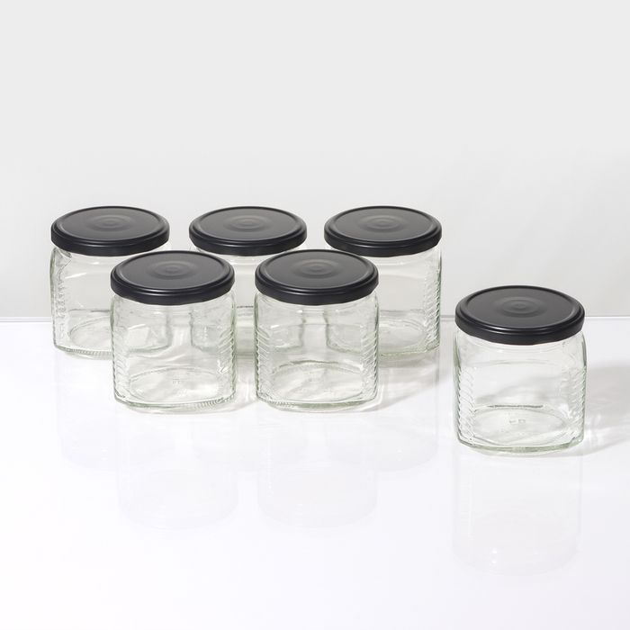 Набор стеклянных банок с крышкой для консервации, ТО-82 мм, для свечей, 0,39 л, 6 штук в наборе  #1