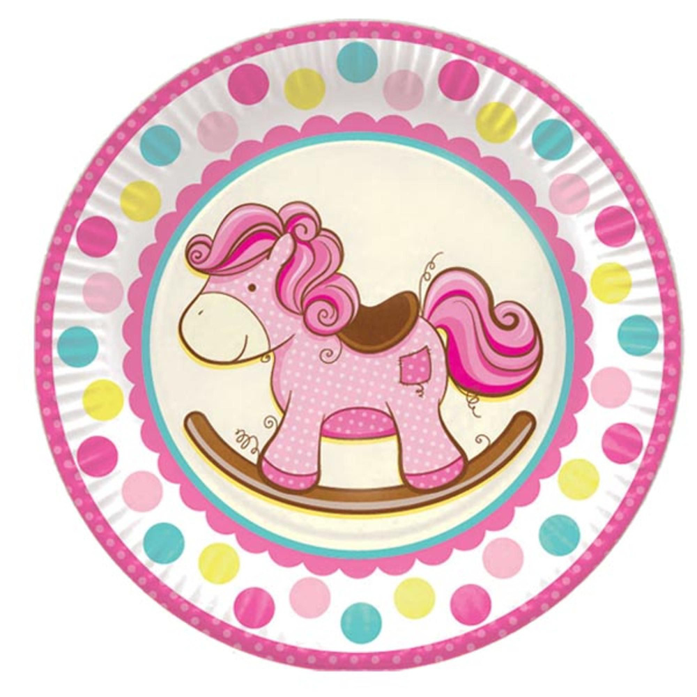 Тарелки бумажные ламинированные "Лошадка Малышка" розовая 23см 6шт  #1
