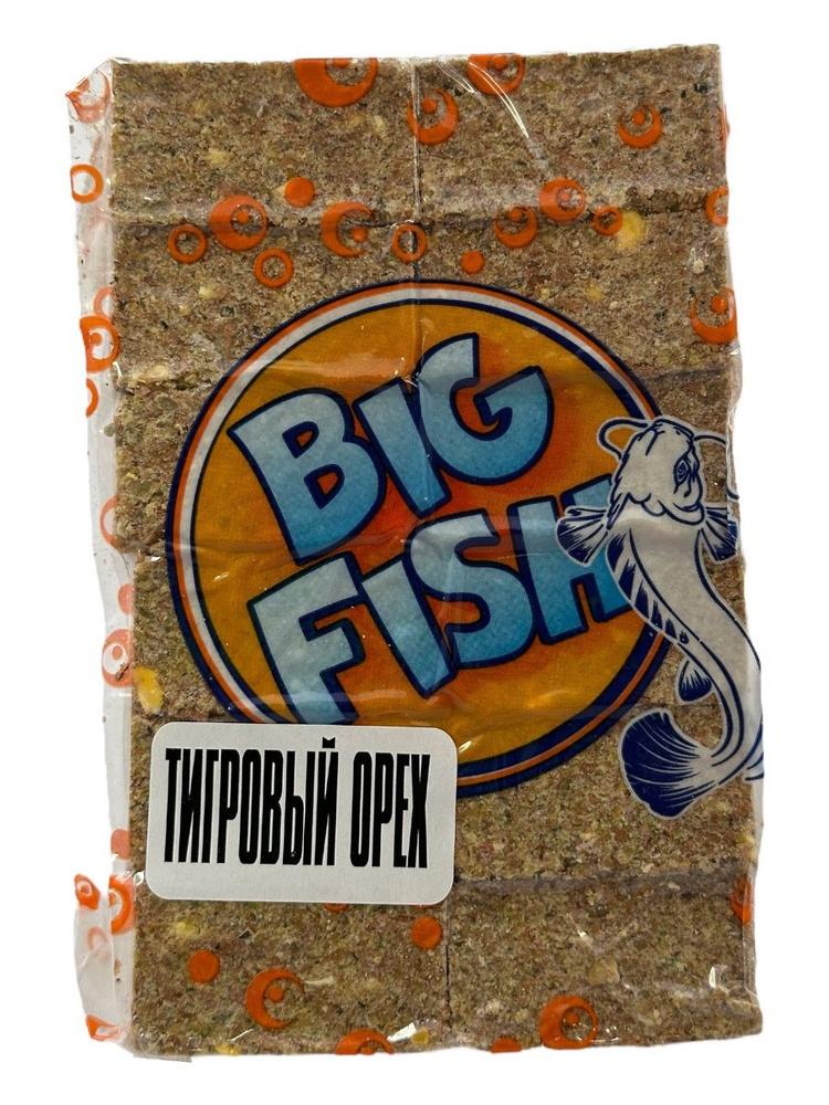 Прикормка натуральная. Жмых кукурузный, макуха Big Fish, аромат - тигровый орех, 12 кубиков  #1