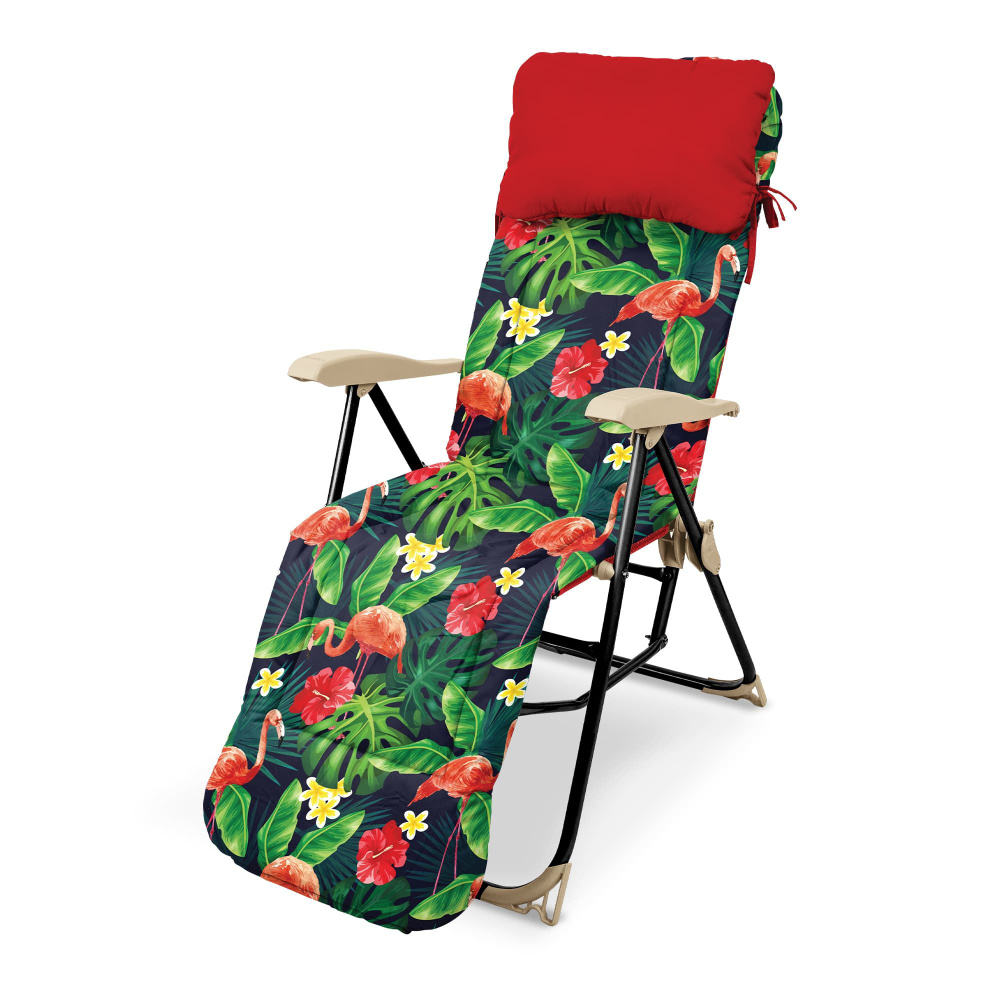 Кресло - шезлонг Haushalt со съемным матрасом и подушкой складное 820х590х1170 мм, С ФЛАМИНГО, допустимая #1
