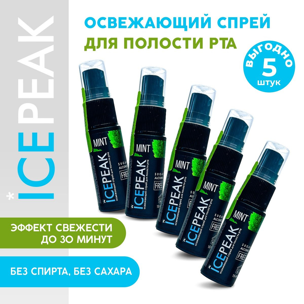 Спрей освежитель для рта ICEPEAK со вкусом мяты, 5 шт. #1