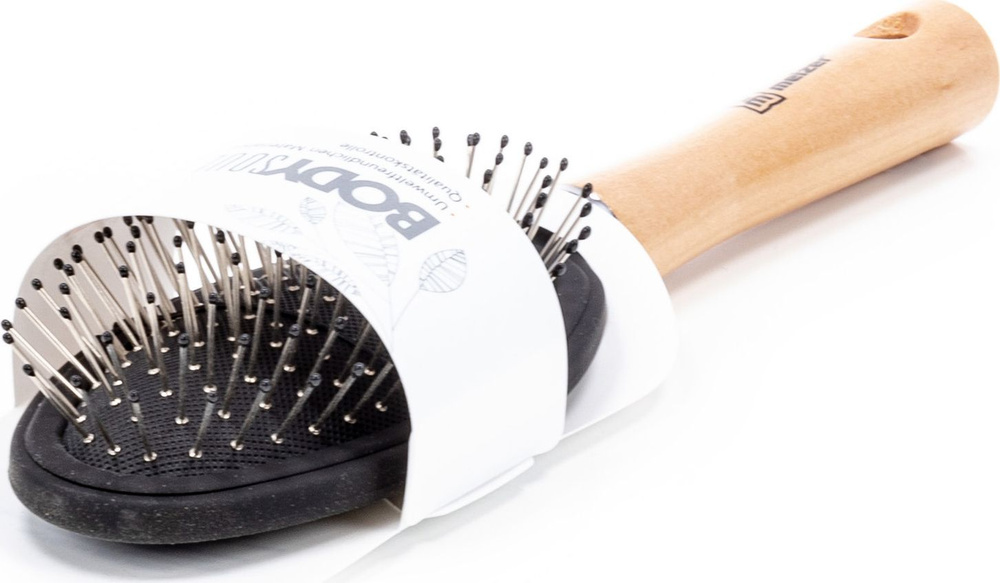 Щетка для волос Meizer / Мейзер пластиковая с деревянной ручкой и металлическими зубчиками 235мм / расческа #1