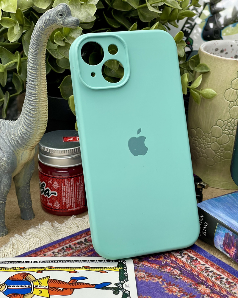 Силиконовый чехол на iPhone 14 с защитой камер, противоударный / Silicone Case iPhone 14 Dark Turquoise #1