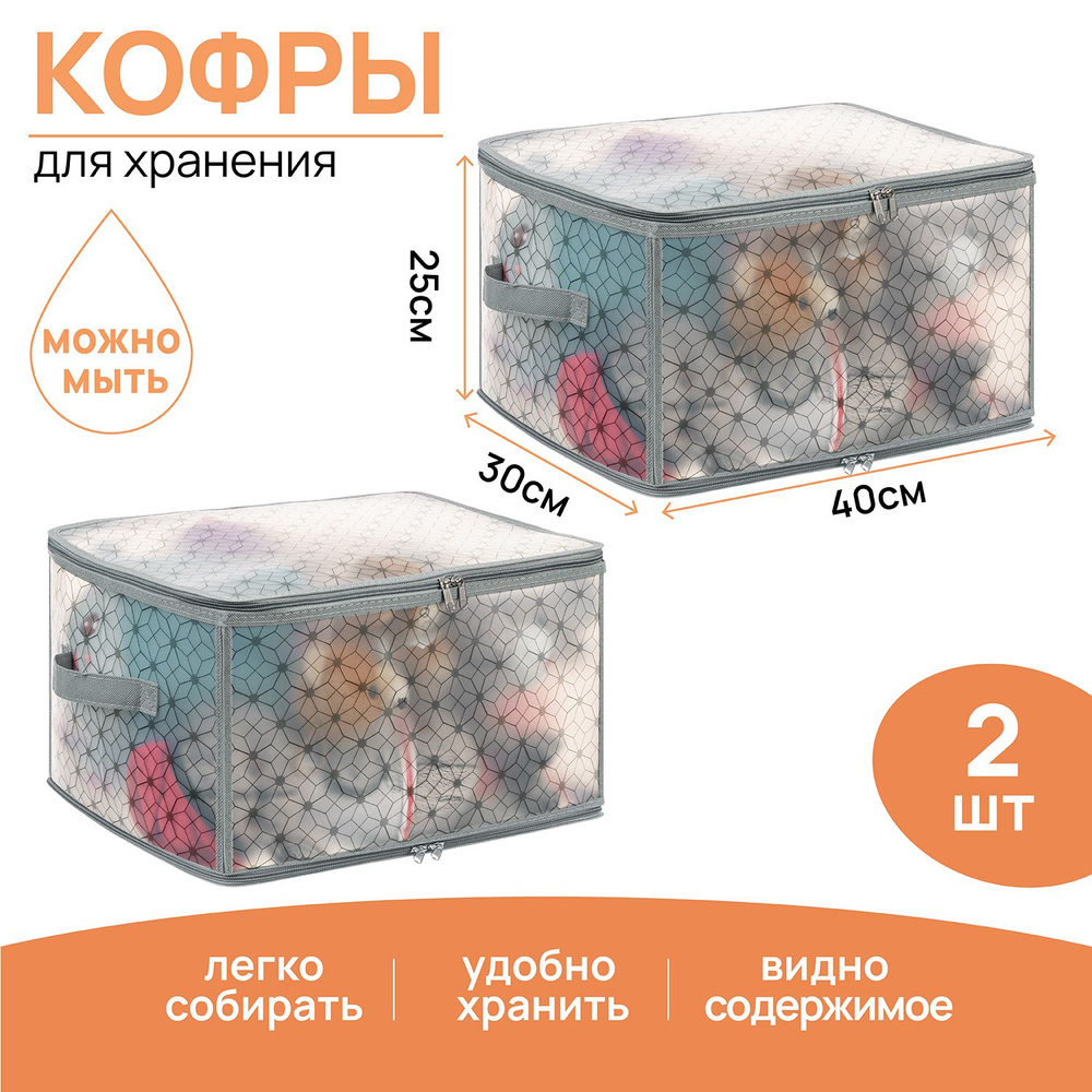 ELCASA Кофр для хранения вещей "Plastic Case (ELCASA)", 40 х 30 х 25 см, 2 шт  #1