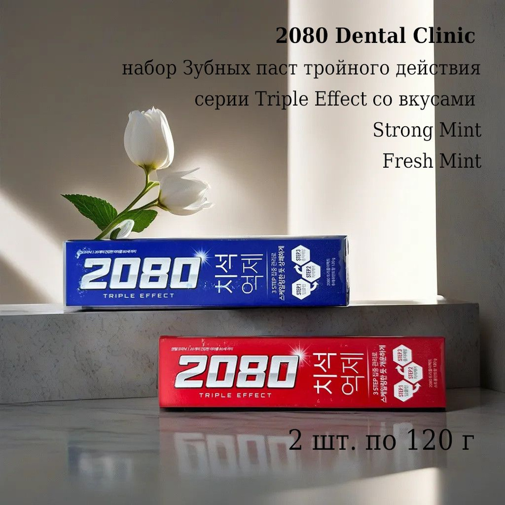 2080 Dental Clinic набор Зубных паст тройного действия серии Triple Effect со вкусами Strong Mint, Fresh #1