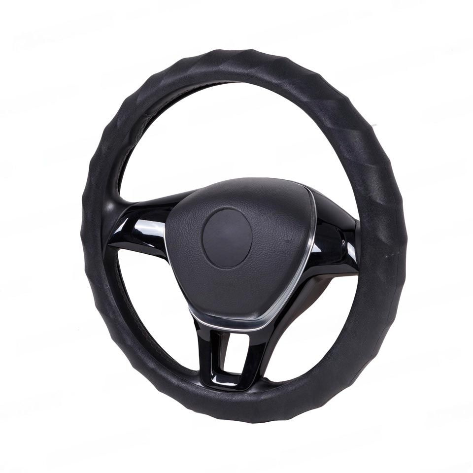 Оплетка, чехол (накидка) на руль Шевроле Авео (2011 - 2020) седан / Chevrolet Aveo, силикон, Черный  #1