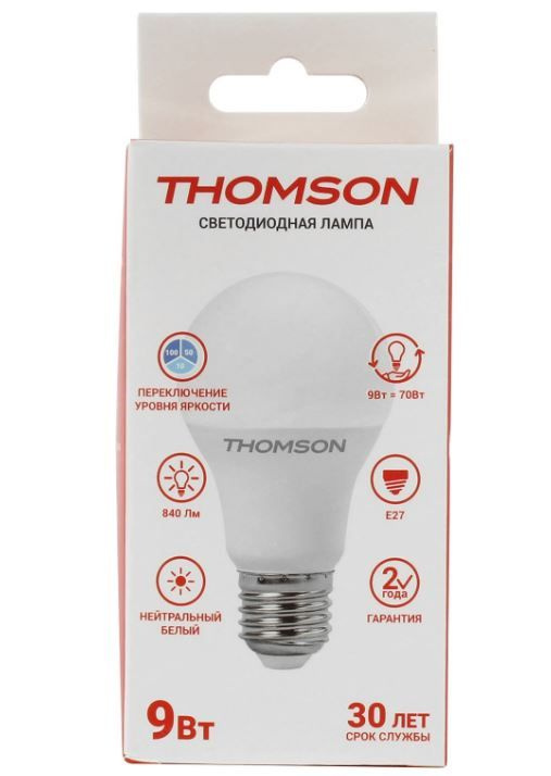 Thomson Лампочка TH-B2162, Нейтральный белый свет, E27, 9 Вт, Светодиодная, 1 шт.  #1