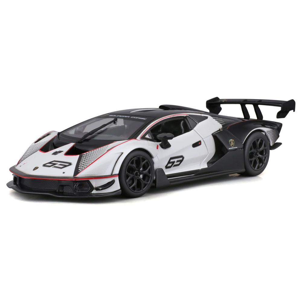 Коллекционная Машинка Lamborghini Essenza SCV12/ 1:24, чёрно-белая, открывающиеся двери, Bburago  #1