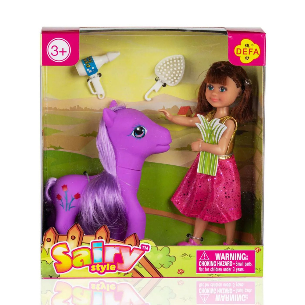 Кукла Defa Lucy Уход за лошадкой 15 см фиолетовый #1
