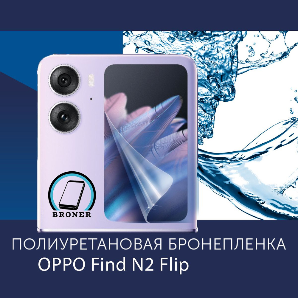 Полиуретановая бронепленка для OPPO Find N2 Flip / Защитная плёнка на экран корпуса / Глянцевая  #1