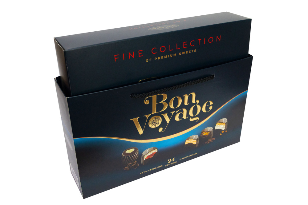 Подарочный набор конфет в сумочке "Bon Voyage premium" Ассорти, BonBons, синяя коробка, Беларусь, 370 #1