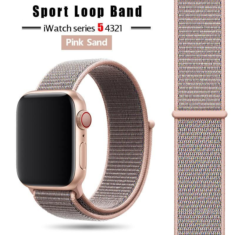 Нейлоновый ремешок для Apple Watch 38 / 40 / 41 mm Sport Loop Pink/Light Grey #1